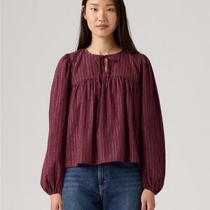 NWT Levi “Josephine” Burgundy Long Sleeve Top